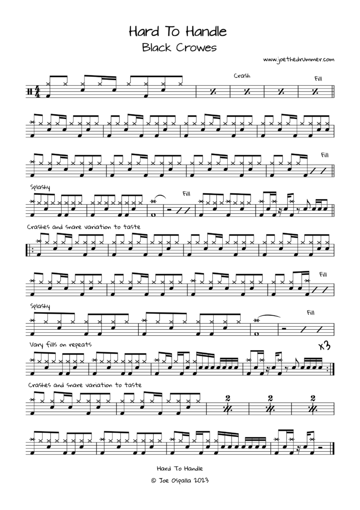 Black Crowes - Hard To Handle Drum Sheet Music